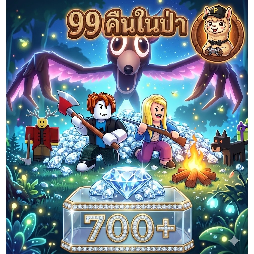 การ์ดเกม 99 Nights in the Forest 99 คืนในป่า Roblox ไก่เพชร700+