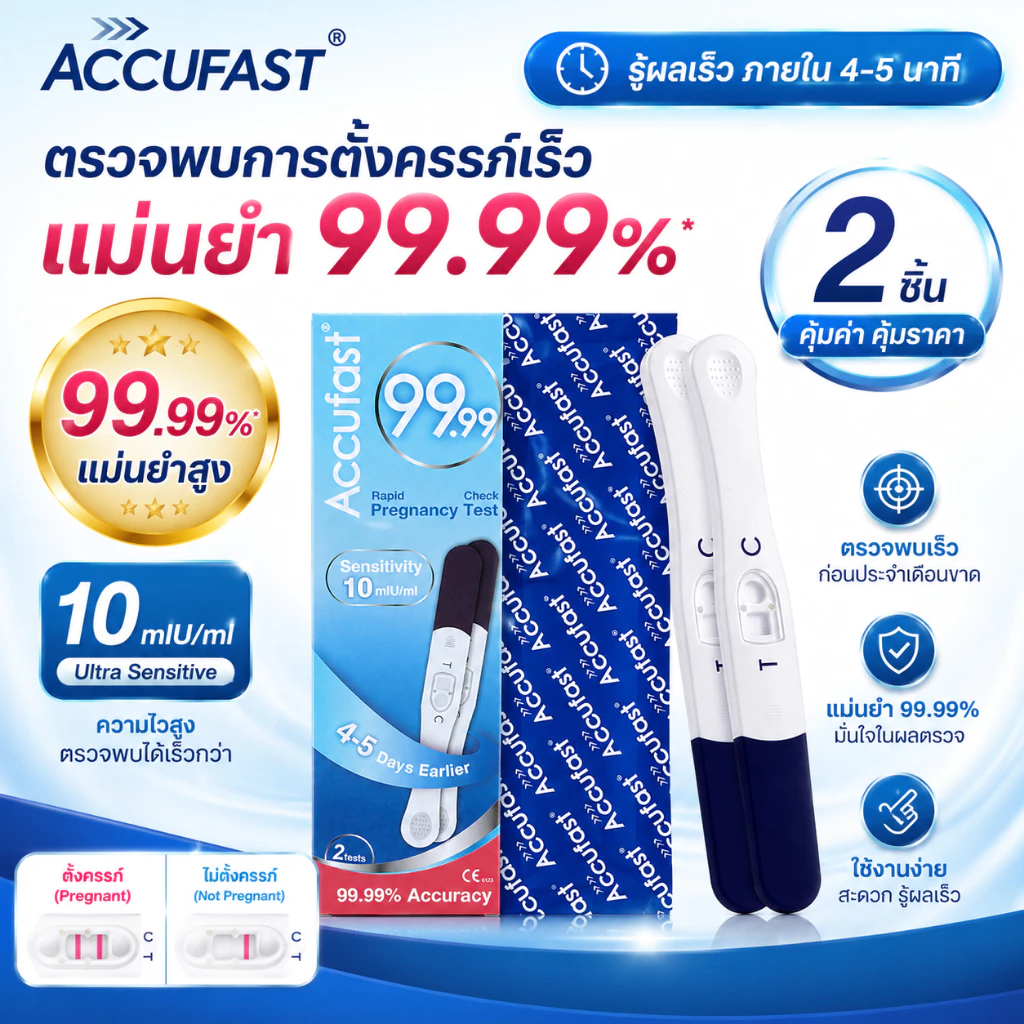 ACCUFAST💎 ตรวจครรภ์ แบบปากกา HCG ความแม่นยำ 99.99% ⭐pregnancy test ⭐10 MIU ความไวสูง ⭐การจัดส่งที่เป็นความลับ