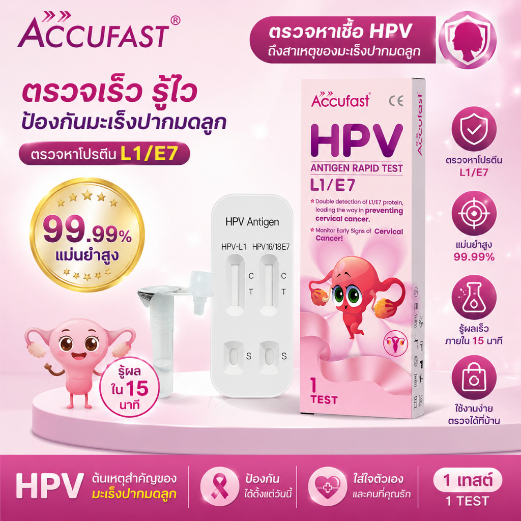 ACCUFAST ชุดทดสอบ HPV Home L1 / E7 Rapid Test Kit สำหรับผู้หญิงอายุ 25 ปี +