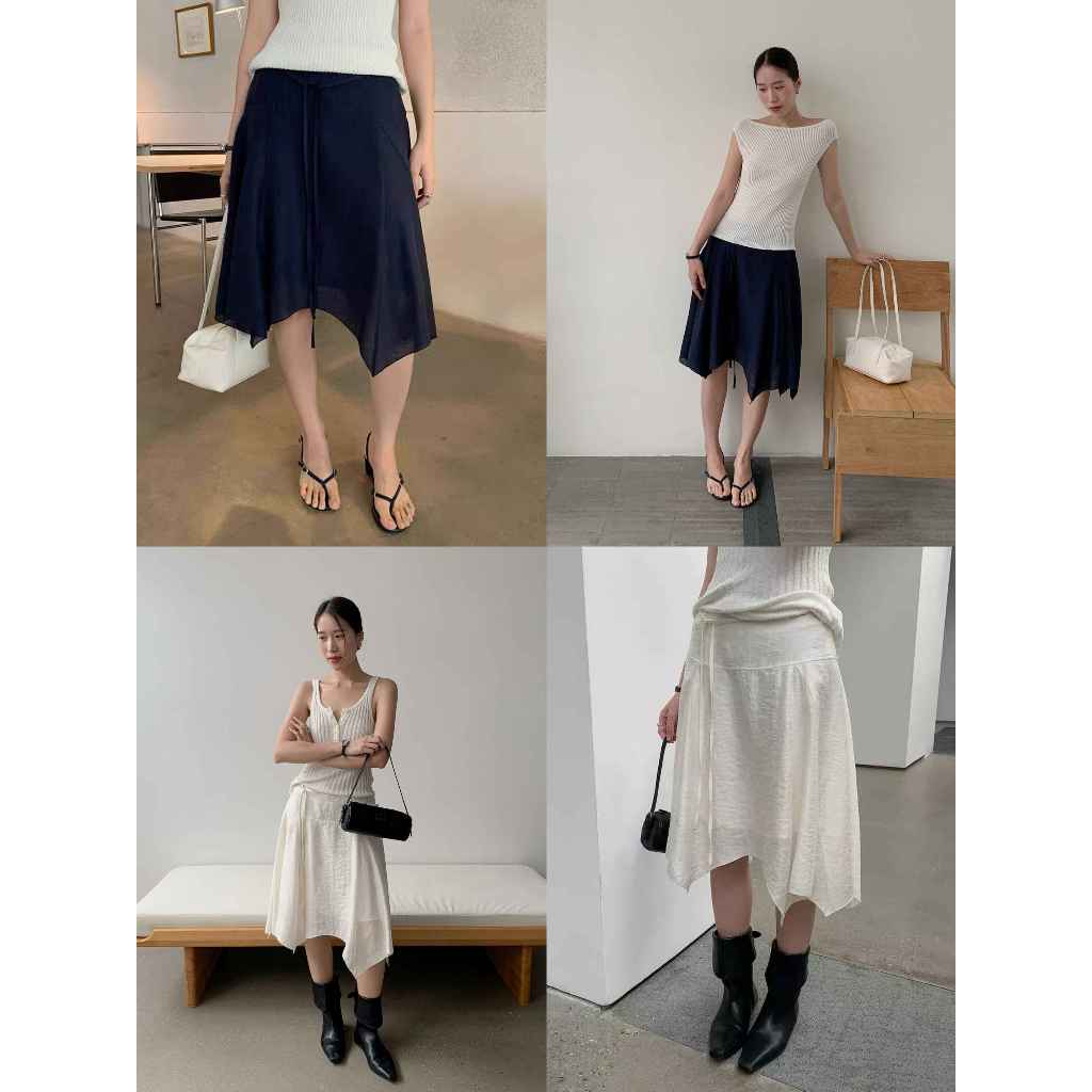 INBYIN - กระโปรงยาวผ้าพริ้วชายเฉียง MERMAID MIDI SKIRT - I3720