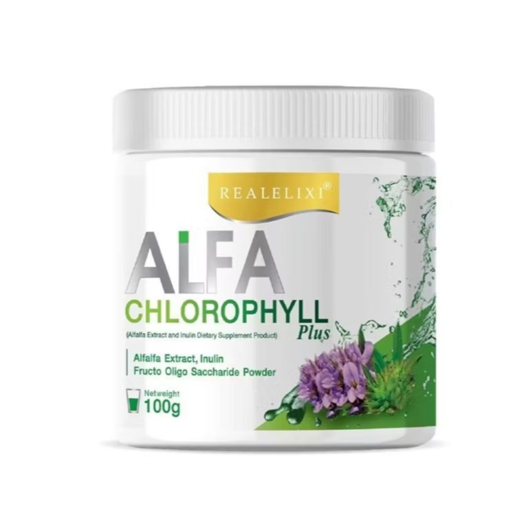 Real Elixir Alfa Chlorophyll Plus (กระปุก 100 g.) อาหารเสริมเรียล อัลฟ่า คลอโรฟิลล์ Real Chlorophyll