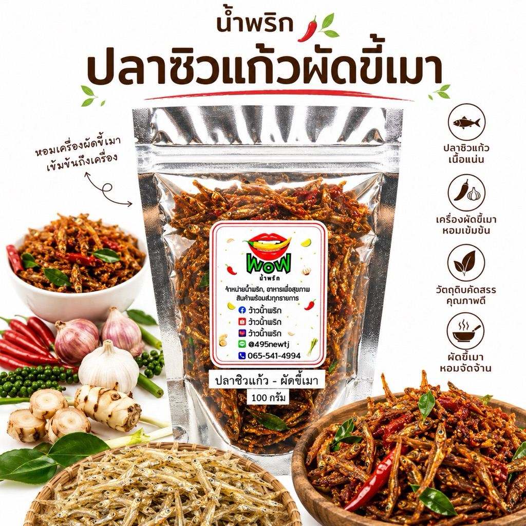 (🔥สินค้าใหม่🔥) น้ำพริกปลาซิวแก้ว ผัดขี้เมา ปลาซิวแก้วเต็มตัว อร่อย ปลาเต็มคำ แคลเซียมสูง By ว้าวน้ำพริก 🌶️🔥