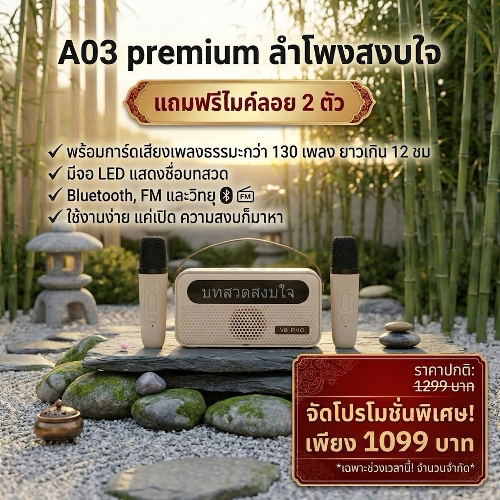ลำโพงและแฟลช์ไดรฟ์รวมบทสวดและเพลงธรรมลิขสิทธิ์ช่องสงบใจไพเราะมาก