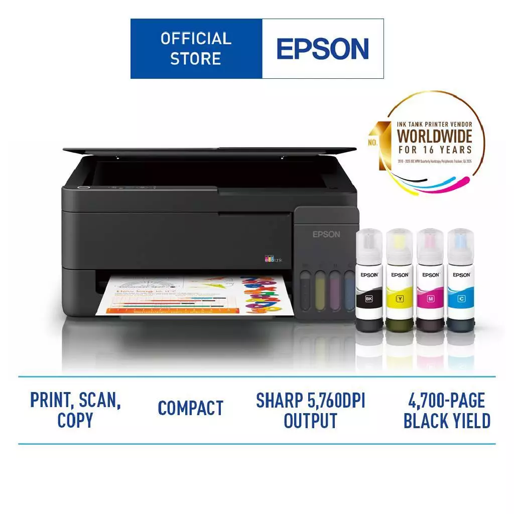 Epson EcoTank L3310 All-in-One Ink Tank Printer | Print Scan Copy | Low Cost Printing | 5760 dpi | Compact