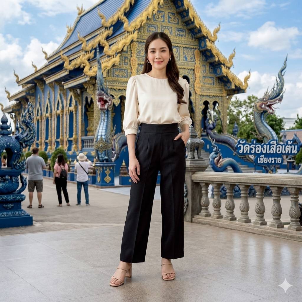 กางเกงขายาวกระบอกกลาง ซิปหลัง เอวสูง ทรงสวย ใส่ทำงานได้ (S-2XL)
