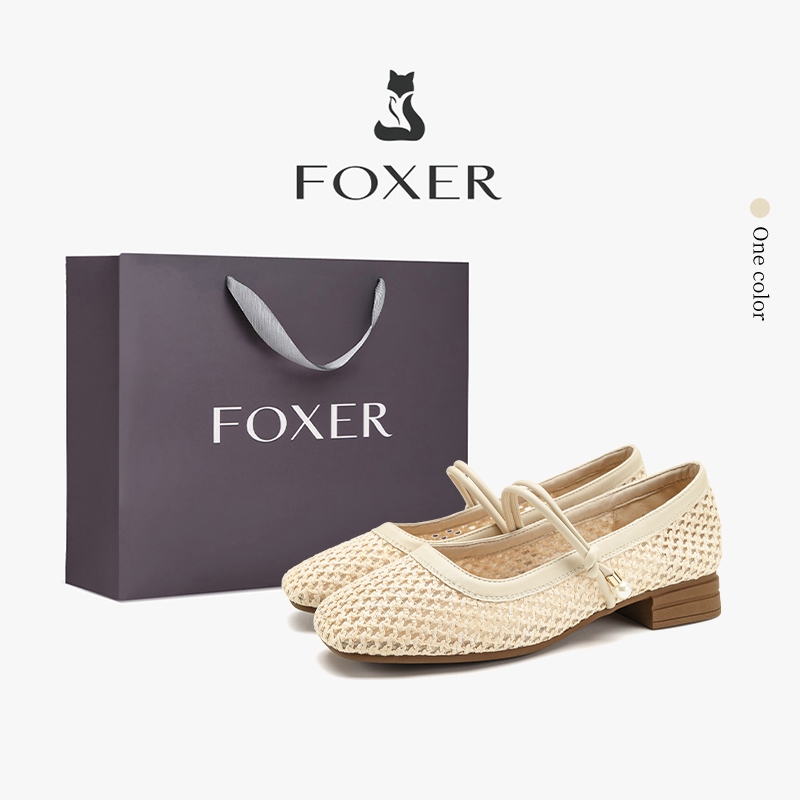 FOXER รองเท้าแตะส้นต่ำผู้หญิงปากตื้นสายบาง เจาะรูระบายอากาศ สวมใส่สบาย เข้ากับทุกชุดประจำวัน