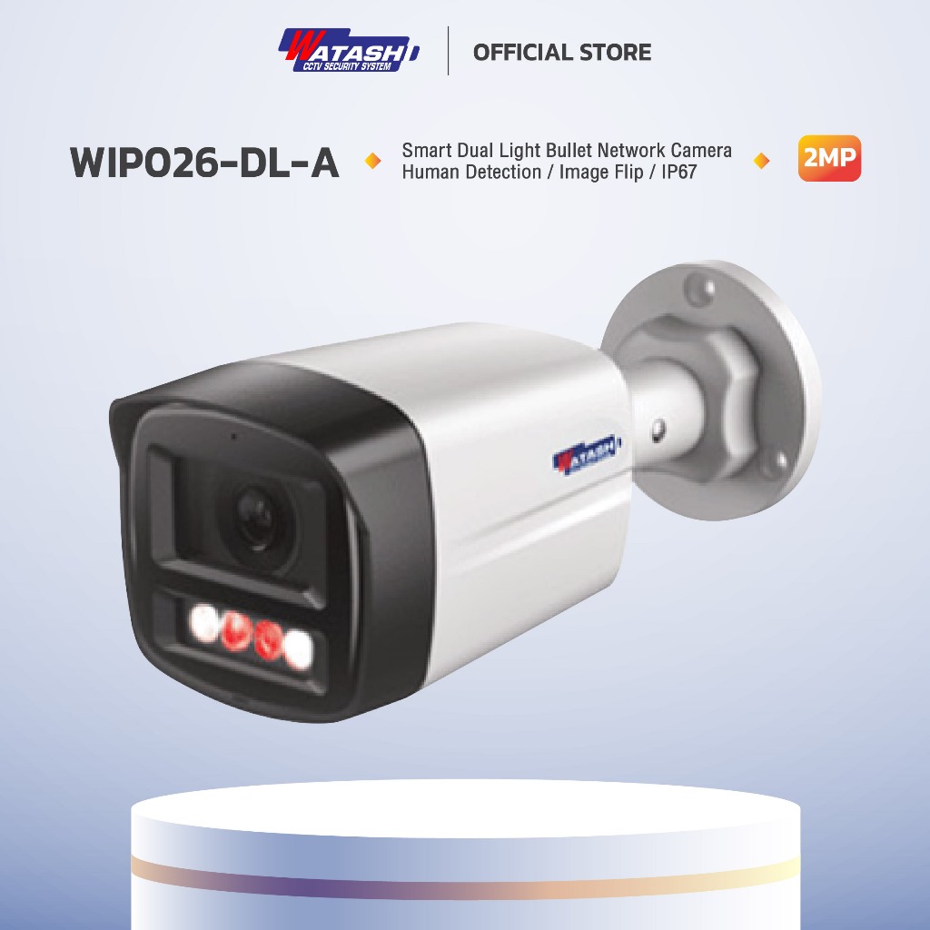 กล้องวงจรปิด IP camera watashi รุ่น WIP026-DL-A 2MP Entry Smart Dual Light Fixed-focal Bullet