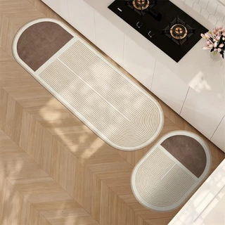 🏷️[Home] พรมห้องครัว พรมเช็ดเท้าห้องน้ำ 40x120cm กันลื่น สไตล์ หนังPU-แห้งไว ซัพน้ำดี มินิมอล พรมยาง เด้งดึง