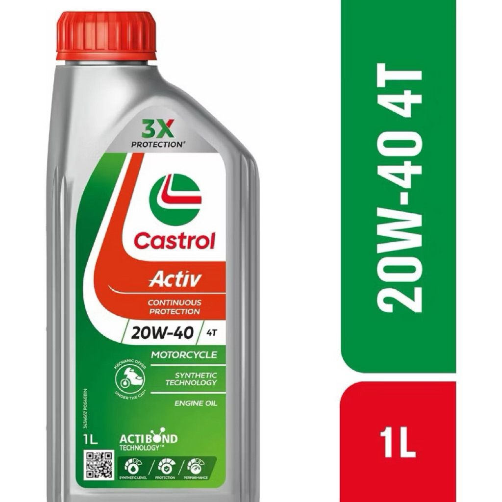 น้ำมันเครื่อง CASTROL ACTIVE 4T 20W-40 ขนาด 1ลิตร น้ำมันcastrol น้ำมันเครื่องcastrol castrol