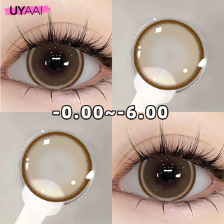 【FDA-Approved】คอนแทคเลนส์สายตา [0.00~-4.00] UYAAI Pearl series คอนแทคเลนส์สี 14.5mm Gray Brown รายเดือน L SIZE
