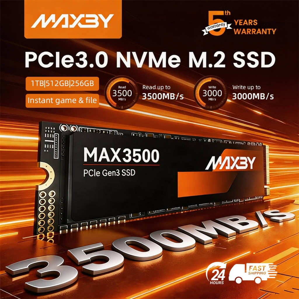 【รับประกัน5ปี】MAXBY MAX3500 SSD M.2 NVMe PCIe Gen3x4 2280 1TB/512GB สำหรับ PC/เกม ความเร็ว 3500MB/s