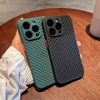 มีรูระบายความร้อน ซิลิโคนนุ่มสีพื้น เคสโทรศัพท์ Phone Case For iPhone 17 16 15 14 13 12 11 Pro Max X XR XS 8 + 7 Plus