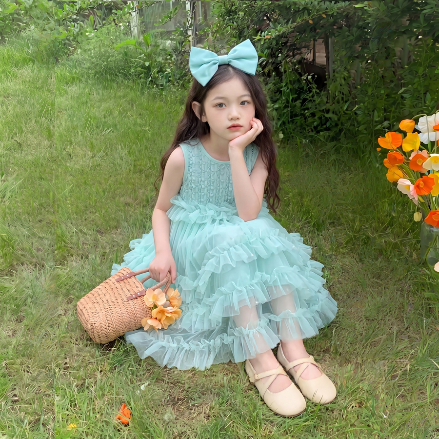 PRINCESS KESLI PRINCESS KESLI ชุดเดรสเด็กผู้หญิง เดรสแขนกุด ชุดราตรีเด็กหญิง โบว์ สไตล์น่ารัก านุ่มใสสบายฯ 2-12 ปี รูปที่ 6