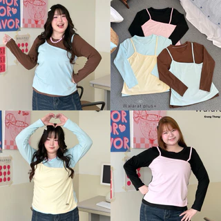 /WP/ เสื้อแขนยาวเลเยอร์สายเดี่ยว มีไซส์อก38-52 ผ้านุ่มยืดหยุ่น ใส่สบายมาก กำลังฮิตเลย #สาวอวบอ้วน พลัสไซส์