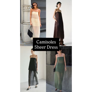 📌📌 พร้อมส่ง #137 x2 CAMISOLES SHEER DRESS เดรสสายเดี่ยว เดรสซีทรู ชุดไปเที่ยว ชุดไปทะเล พริ้วๆ