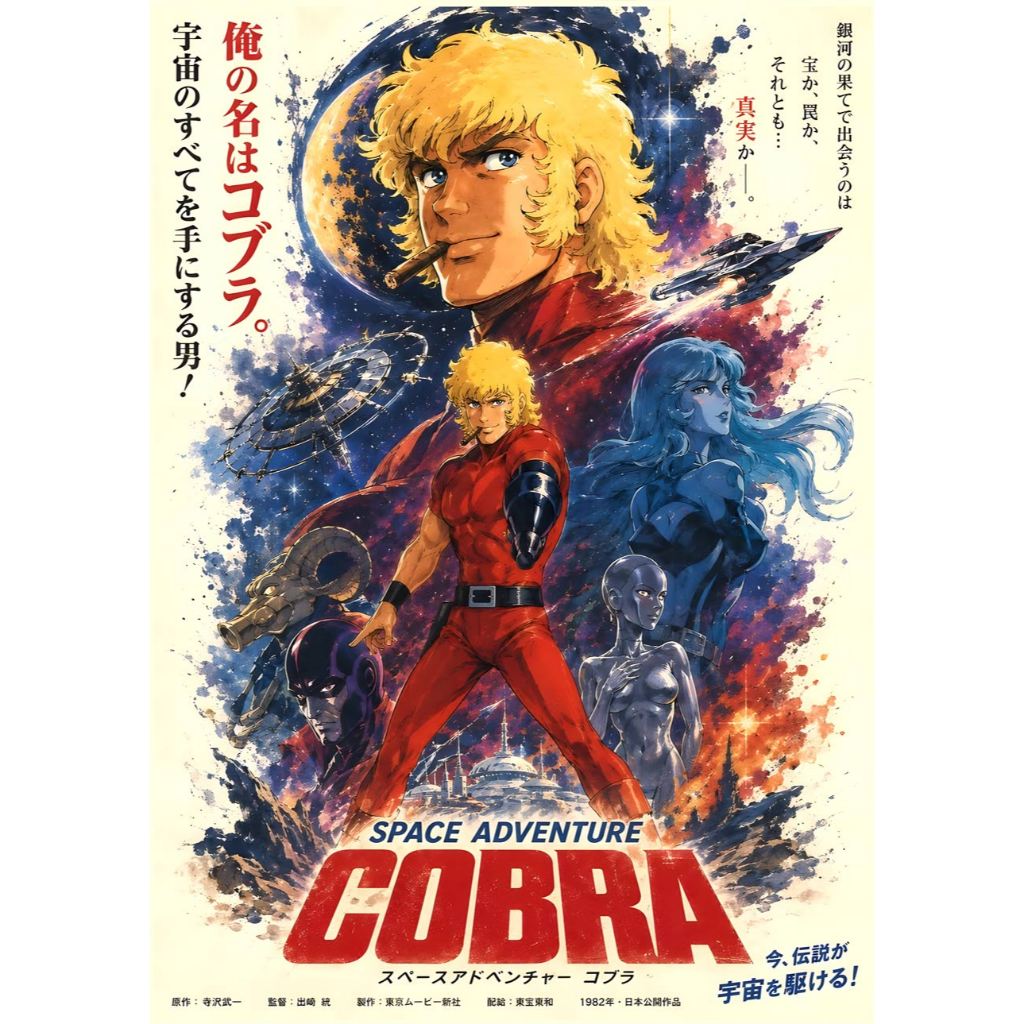โปสเตอร์ หนัง การ์ตูน คอบร้า เห่าไฟสายฟ้า Cobra コブラ POSTER 11.5"x16.5" นิ้ว A3 Japan Anime Space Adventure Buichi Terasa