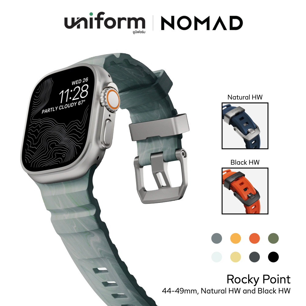 NOMAD สายนาฬิกา Rocky Point Band 44-49mm Natural Black Hardware ใช้สำหรับ Apple Watch