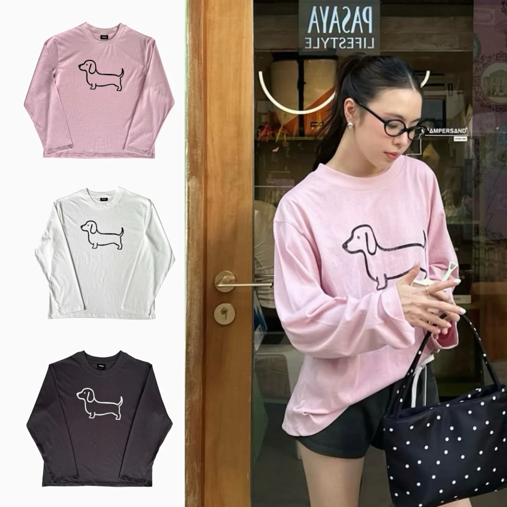 MALI A dog long sleeve T shirt เสื้อยืดแขนยาว ลายสกรีนแตก