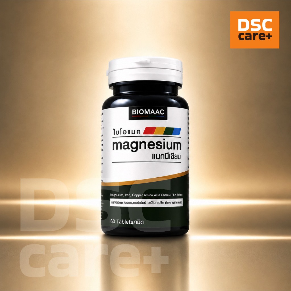 BIOMAAC Magnesium Amino Acid Chelate 60 เม็ด | แมกนีเซียม อะมิโนแอซิดคีเลต ดูดซึมดี ลดตะคริว