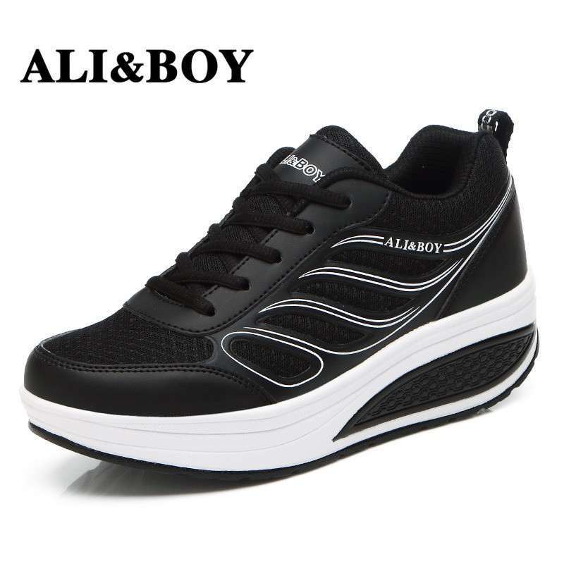 รองเท้าผ้าใบเพื่อสุขภาพแบรนด์ ALI&BOY รุ่นปีกนางฟ้า สีดำ-ขาว ไซส์ 36-40 สินค้าในไทยพร้อมส่ง