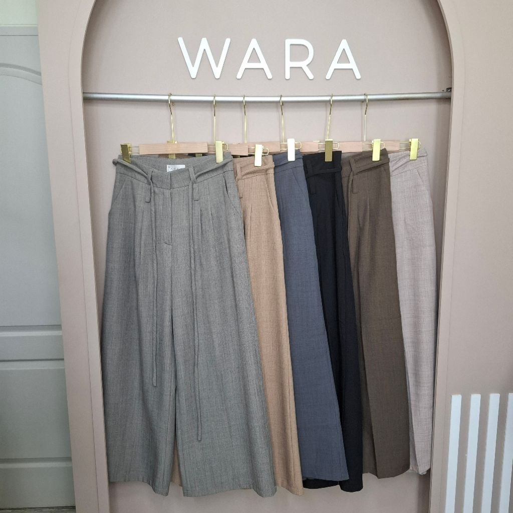 [ SN5 ] WARA  กางเกงขากระบอกยาว ผ้าสโนว มีเชือก