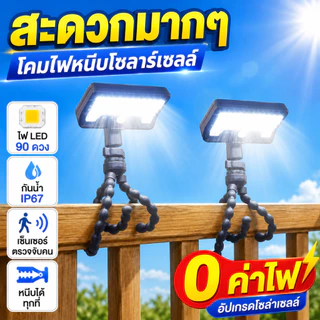 🔥พร้อมส่ง🔥 โคมไฟสนาม 50000W ไฟโซล่าเซลล์ LED แสงขาว/เหลือง ส่องต้นไม้และสวน พลังงานแสงอาทิตย์