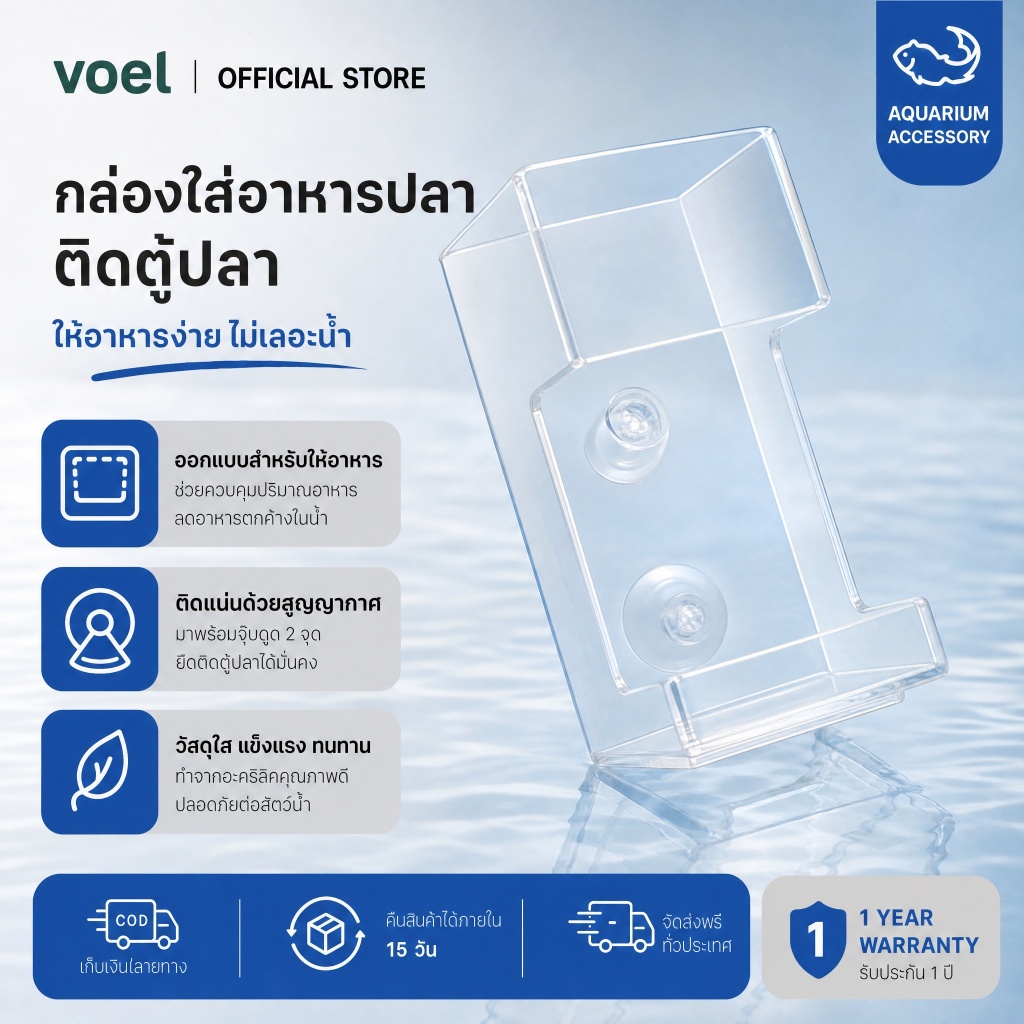 Voel ที่ให้อาหารปลา2025ใหม่ถาดวางอาหารปลาในตู้ปลา