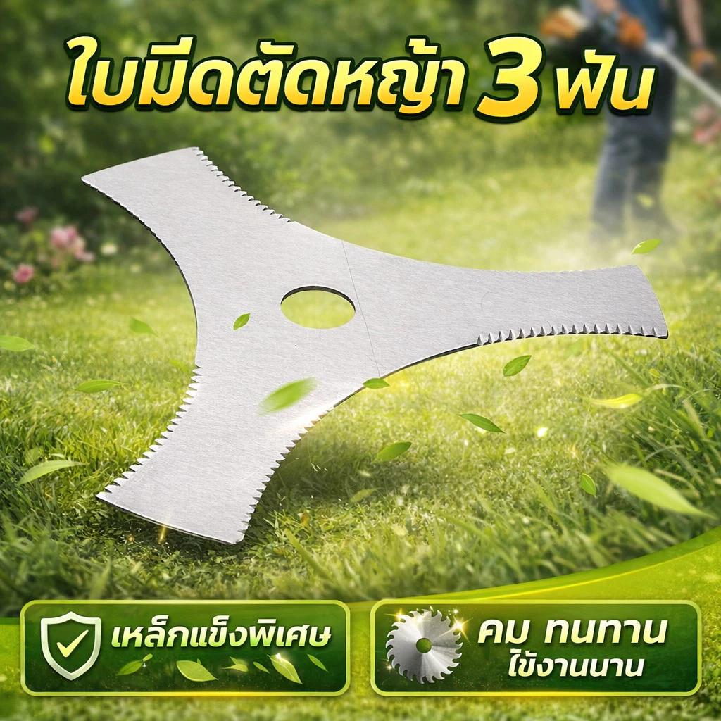 ใบมีดตัดหญ้า 3 ฟัน ขนาด 8.5 นิ้ว หนา 1.6 มิล (ฟันเลื่อย)