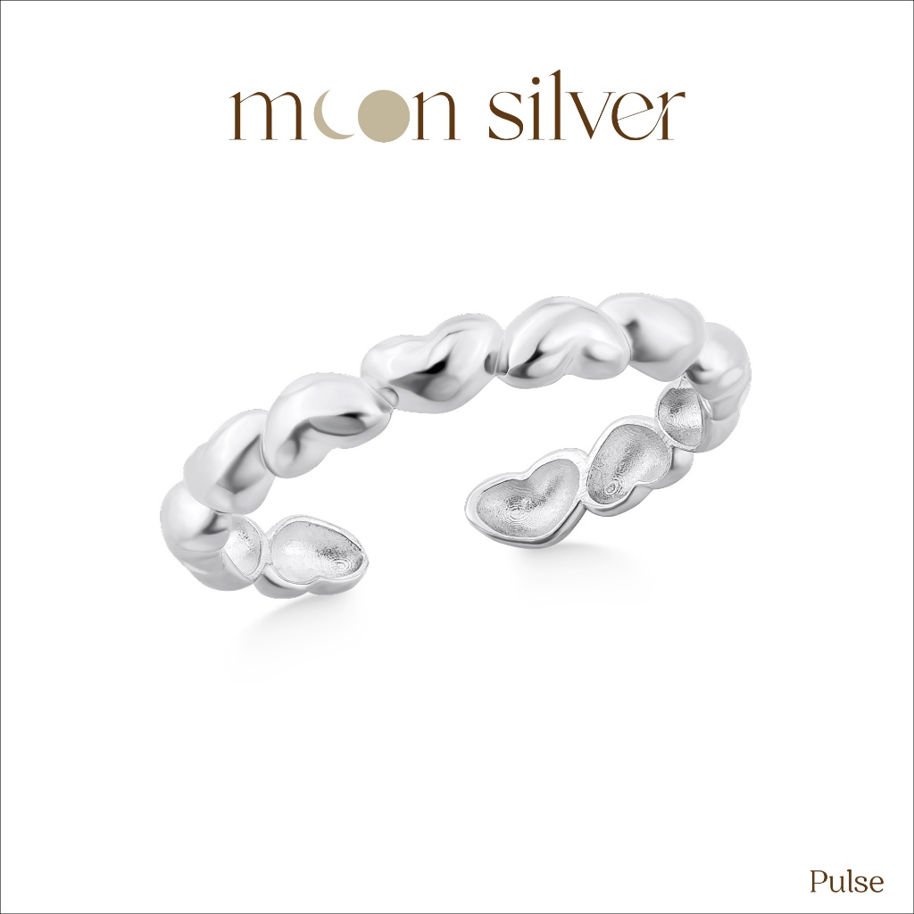 Moonsilver خاتم Pulse بقلب فضة 92.5 — مقاس حر