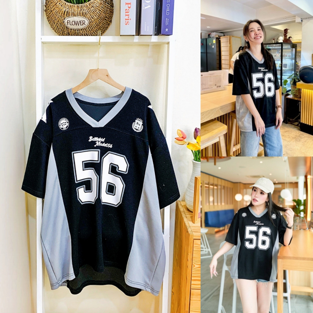 Lynlalin เสื้อยืด Oversize ผ้าคอตตอนญี่ปุ่น เนื้อนุ่มใส่สบาย สกรีนลายตัวเลขสไตล์ Street รุ่น ฟิฟตี้
