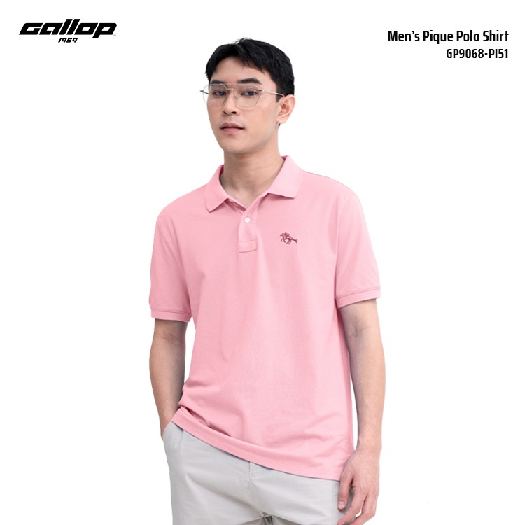 GALLOP Men’s Pique Polo Shirt เสื้อโปโลผ้าปิเก้ สีพื้น ทรง Regular Fit (GP9068-PI51)