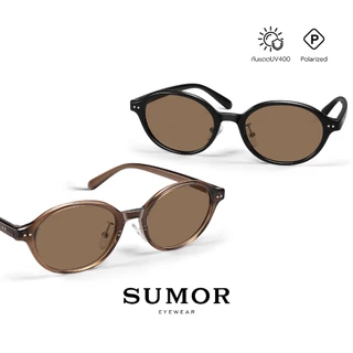 SUMOR : (SM03) แว่นกันแดดผู้หญิง เลนส์โพลาไรซ์ของแท้ 100% กรอบสีชาแฟชั่น แว่นตาทรงรี กันแดดUV | Sunglasses