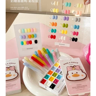 เซตสีเล็บเจลจีน🇨🇳 NAIL&YOLLY รูปเป็ดชมพู🦆🩷 Pink Duckแบบตลับ 18 สี ไม่มีชาร์ตสี