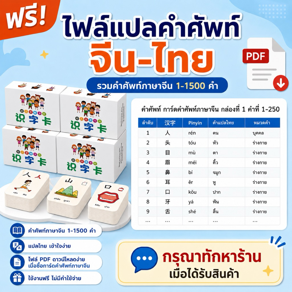 การ์ดคำศัพท์ภาษาจีน 1,500 คำ ***กล่องไม่สวยนะคะ*** เรียนภาษาจีนด้วยตัวเอง คำศัพท์จีน การ์ด จีน