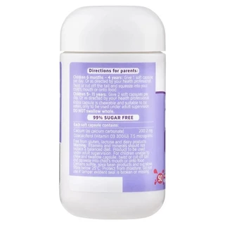 Nature's Way Kids Smart Calcium + Vitamin D 50 Chewable Capsules แคลเซียมเด็ก เพิ่มความสูง กระดูก