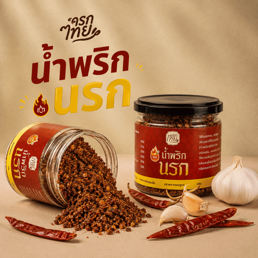น้ำพริกครกไทย น้ำพริกไก่คั่ว ฮาลาล