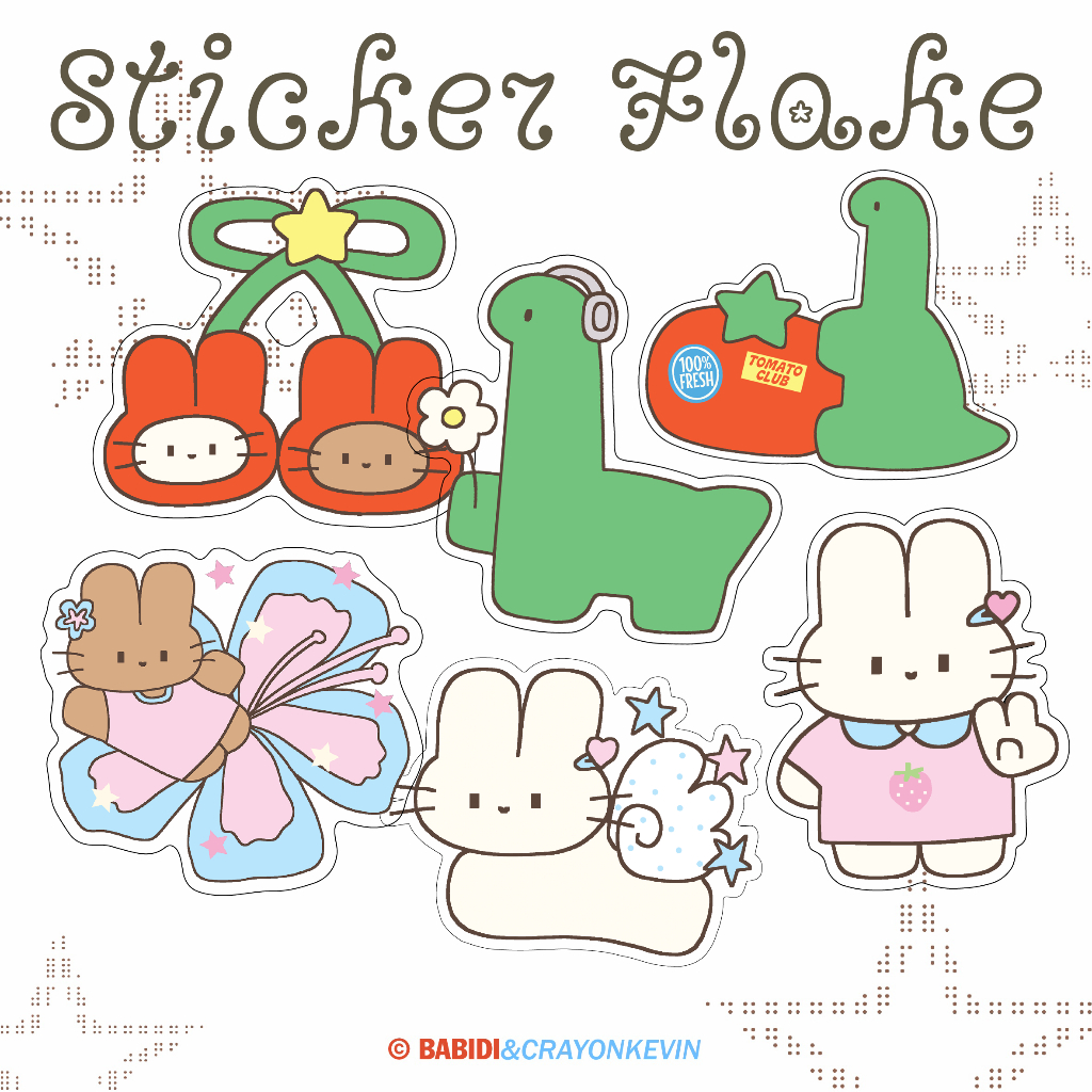 (Sticker Flake) Babidi & Kevin Ver.2 สติกเกอร์ไดคัทแยกชิ้น แบบใสพิมพ์ทึบ