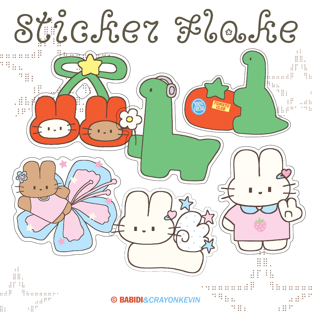 (Sticker Flake) Babidi & Kevin Ver.2 สติกเกอร์ไดคัทแยกชิ้น แบบใสพิมพ์ทึบ