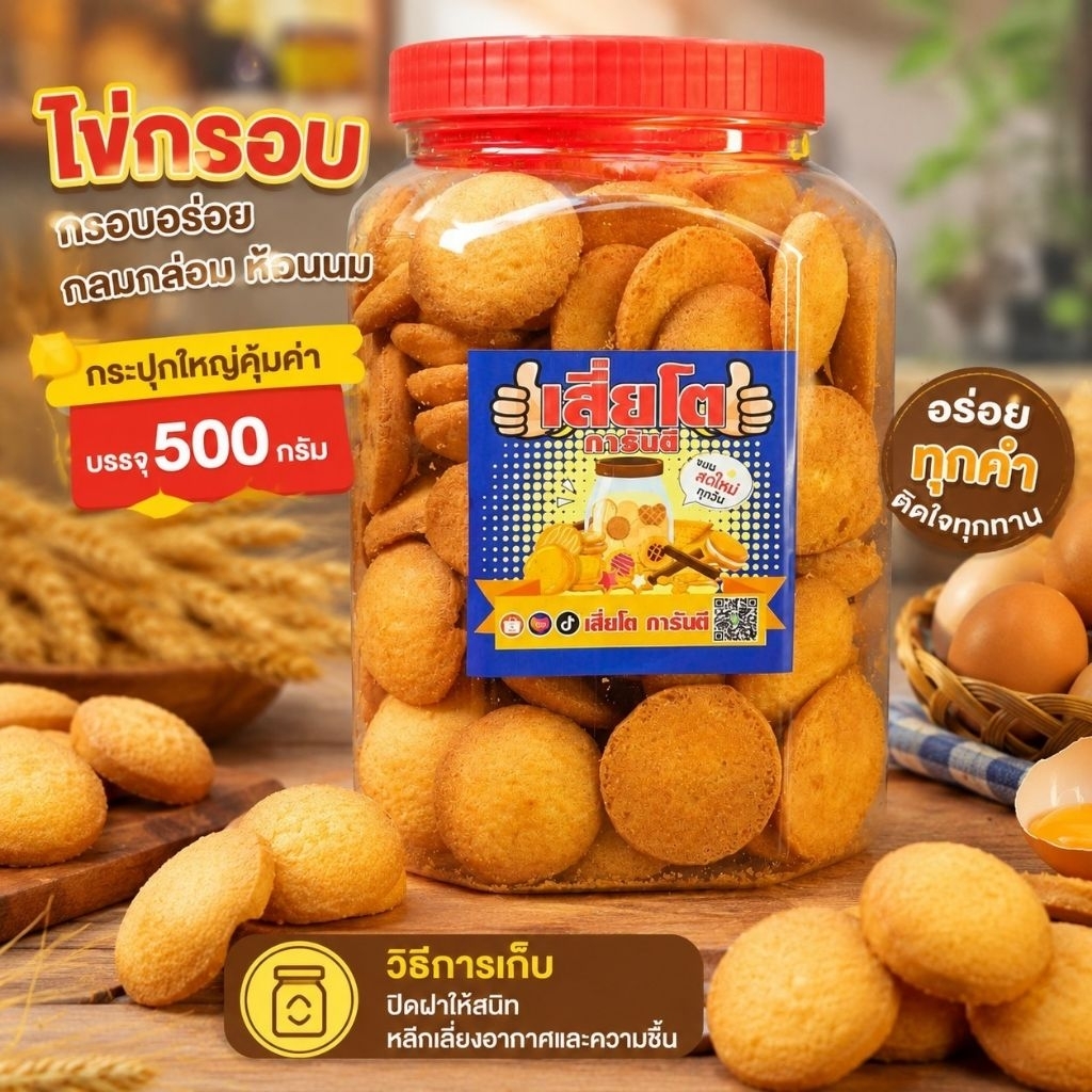 ขนมไข่กรอบโหลใหญ่ 500 กรัม