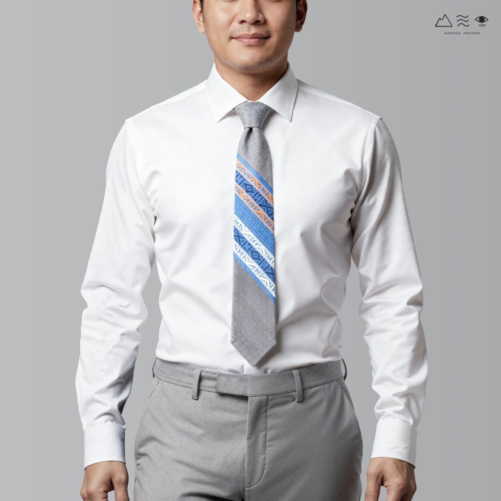 KHID เนกไทผ้าทอมือแต่งลายยกขิด 002