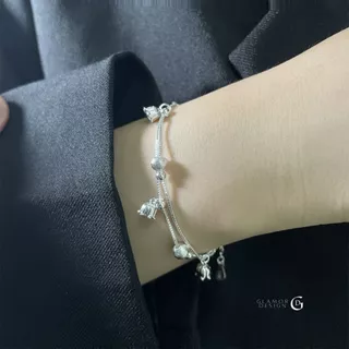 GLAMOR✨กำไลข้อมือเงินแท้ Lily Bells กำไลข้อมือลายดอกลิลลี่แห่งหุบเขาแบบสองชั้น ข้อมือเงินแท้