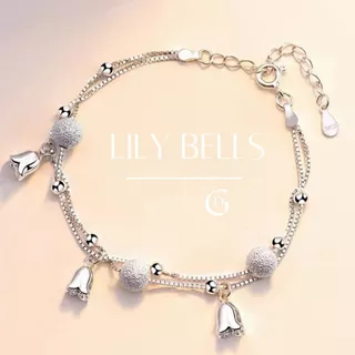 GLAMOR✨กำไลข้อมือเงินแท้ Lily Bells กำไลข้อมือลายดอกลิลลี่แห่งหุบเขาแบบสองชั้น ข้อมือเงินแท้