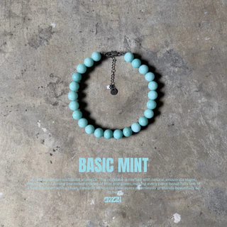 EMAU- Basic Mint the Sleek Amazonite Jade Stones Necklace สร้อยหินอมาโซนไนต์ล้วน