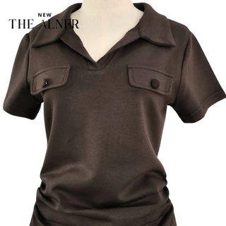 NAMI SET (ชุดเซตเสื้อคอปกแต่งกระเป๋าแขนสั้นกางเกงขาม้า) The alner (เดอะอัลเนอร์) AN644