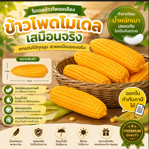VE-10พร้อมส่ง ผักปลอม ข้าวโพดเหลือง ขนาด14*5 ซม.