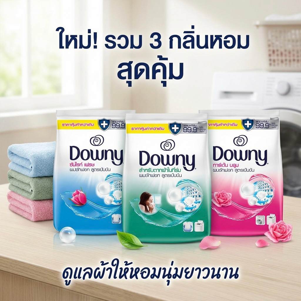 [สินค้าใหม่]Downy ดาวน์นี่ ผงซักฟอก สูตรเข้มข้น ขนาด 1800 กรัม ขจัดคราบหนัก(ซันไรท์เฟรช / การ์เด้นบลูม / ตากในร่ม)