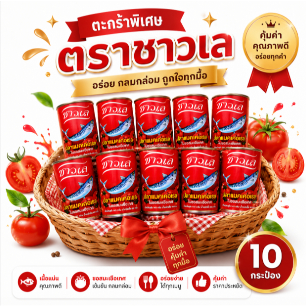 ลดแรง!! 10 กระป๋อง - ปลากระป๋องตราชาวเล