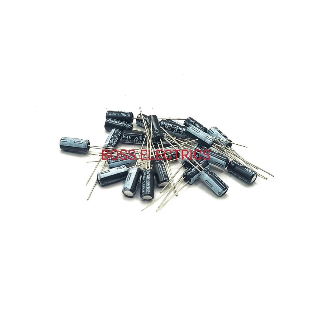 ราคา 10ตัว 👉👉 C10UF  C10MF C 10UF  16VDC 25VDC CAPACITOR 10UF คาปาซิสเตอร์ขาลวด 16V 25V ขนาด 5*11MM.