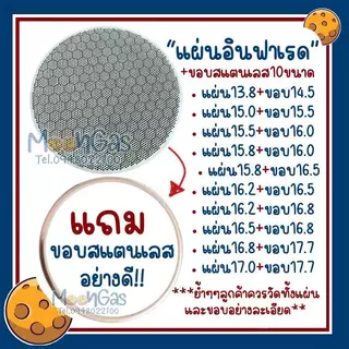แผ่นอินฟาเรด (พร้อมขอบสแตนเลส) แผ่นรังผึ้ง 10 ขนาด เพิ่มและกระจายไฟจากเตา ***สินค้าของไต้หวัน ไม่ใช่ของจีน***