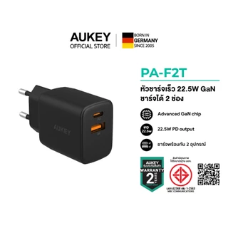 AUKEY PA-F2T หัวชาร์จเร็ว SWIFT 22.5W PD USB-C PD + USB-A Wall Charger with GaN Technology